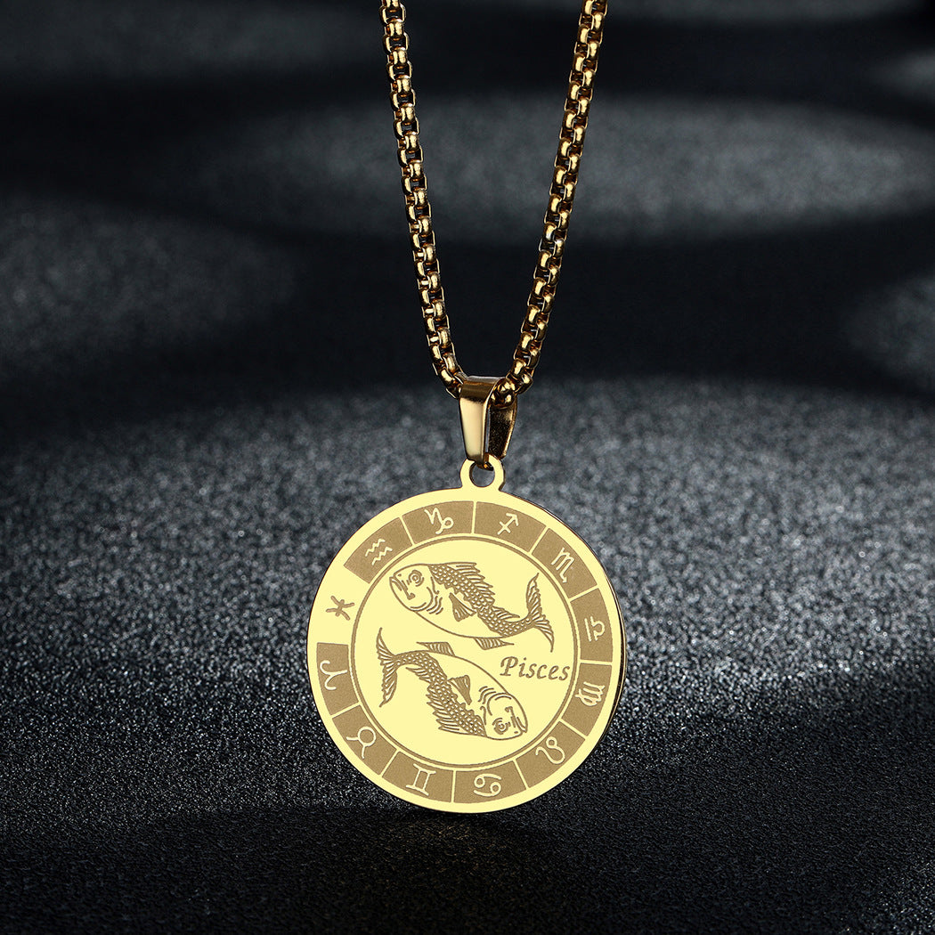 Venta al por mayor collar colgante de acero inoxidable 12 constelaciones